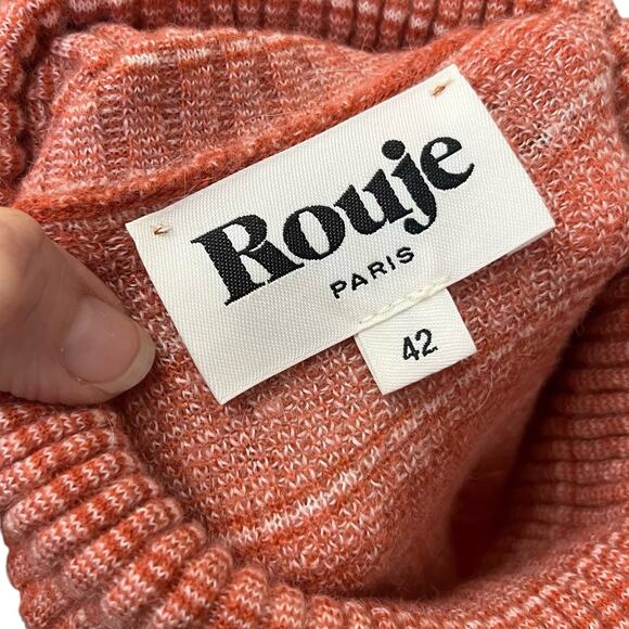 Rouje Paris Iris Alpaca Blend Striped Sweater 42 EU/10 US Turtleneck Pullover - Picture 6 of 9